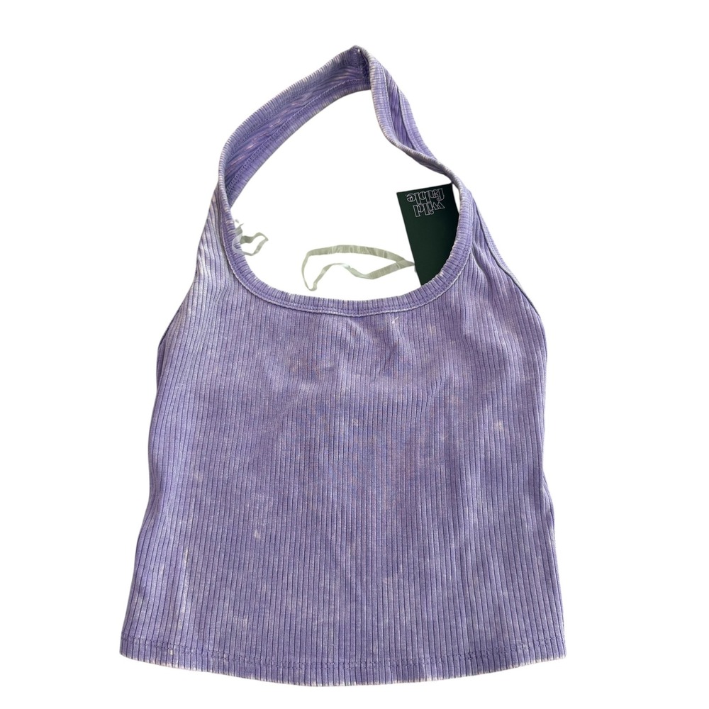 NWT Wild Fable Lilac Ribbed Halter Crop Top Shirt Size‎ XXS